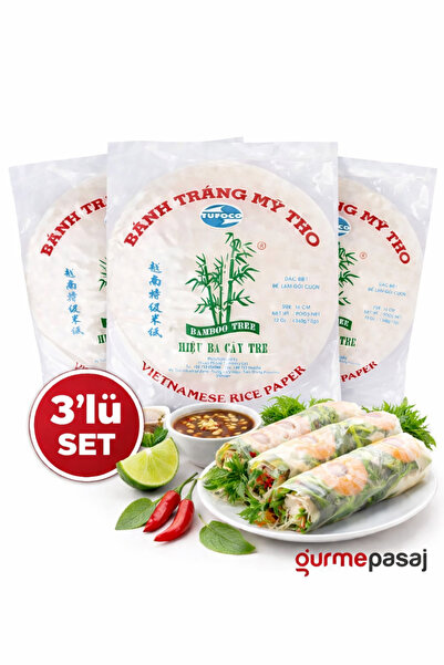 Tufoco Bamboo Tree Pirinç Yufkası Rice Paper Glutensiz 340 x 3 Adet
