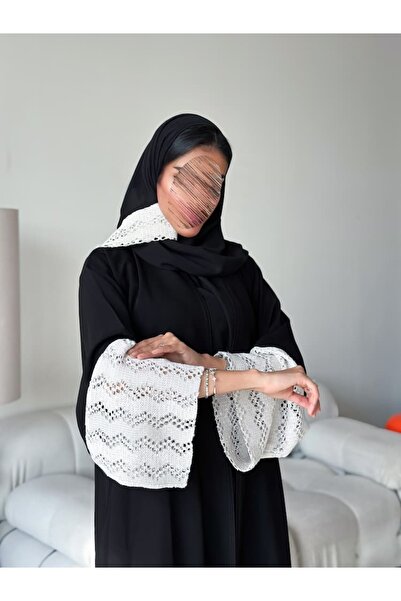 FR ABAYA LINE Half-circle abaya with beige trim