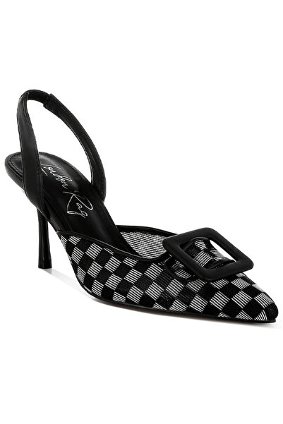 london Rag Women Mesh Checkered Pointy Stiletto Heels in Black