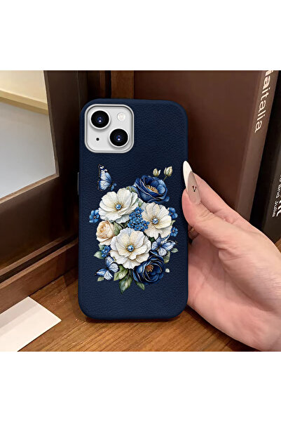 Hontinga iPhone 14 Plus/15 Plus Compatible Phone Case Leather Texture Anti Fa...