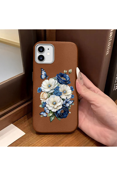 Hontinga iPhone 11 Compatible Phone Case Leather Texture Anti Fall Soft Silic...