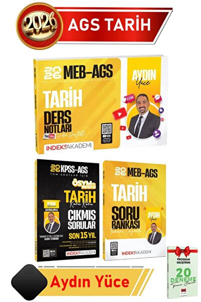 İndeks Akademi 2026 KPSS AGS Tarih Ders Notları+Tarih Çıkmış Sorular Aydın Yü...