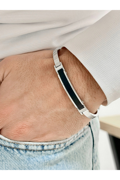 FERRO سوار رجالي من الفولاذ الفضي والأسود FRJ10094A-J مع ضمان لمدة عامين لا ي...