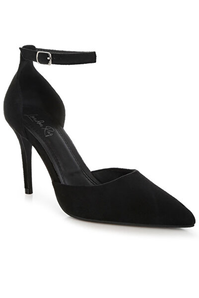 london Rag صندل نسائي أسود بكعب عالٍ من الألياف الدقيقة