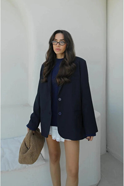 My Blog Navy Blue Blazer Jacket - 7619