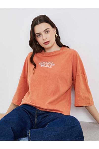 Styli Women Washed Oversized 100% Cotton T-Shirt