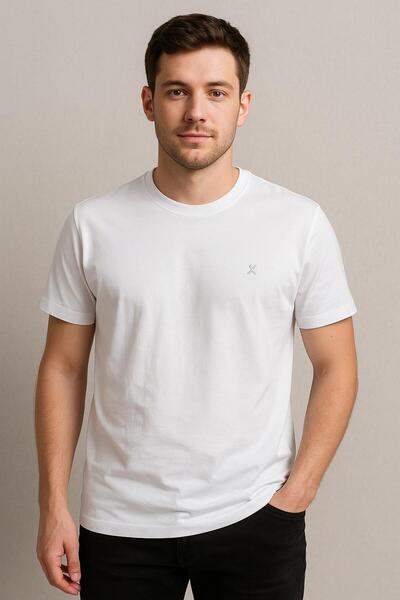 RAPAPA Men's White Crew Neck Basic T-Shirt – Everyday Elegance 2564