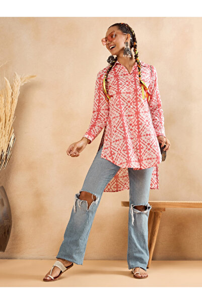 WineRed By Styli Women Red Tie-Dye Long Sleeve Top