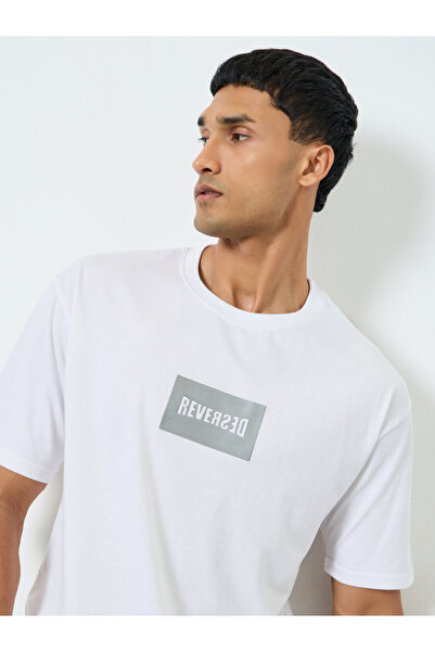 Styli Men White Graphic Print Oversized T-Shirt