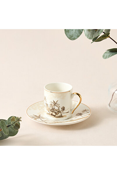 Lifestyle طقم فنجان وصحن مطبوع من قطعتين من نوماد لوكس