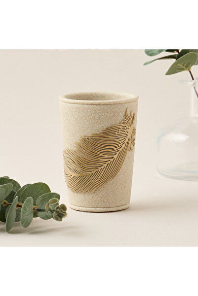 Lifestyle Feather Embossed Polyresin Tumbler