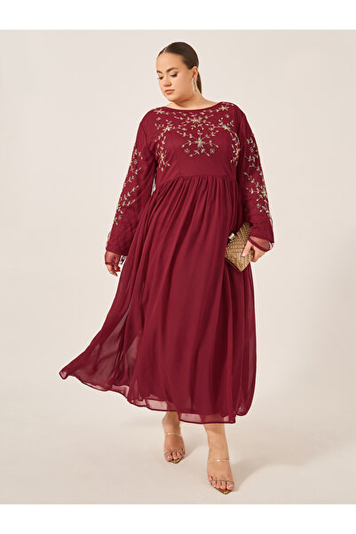 Styli Plus Size Embellished A-Line Maxi Dress