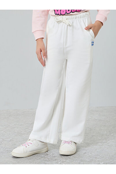 Styli Girls Cream Cotton Wide Leg Joggers