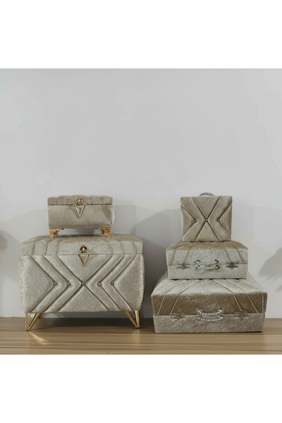 Sonem Çeyiz Trunk Bride Groom Suitcase Bag Engagement Dowry Chest 5-Piece 0524