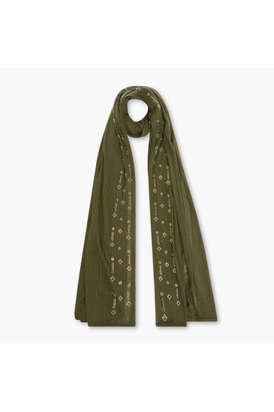 zora Embellished Jersey Stretch Scarf