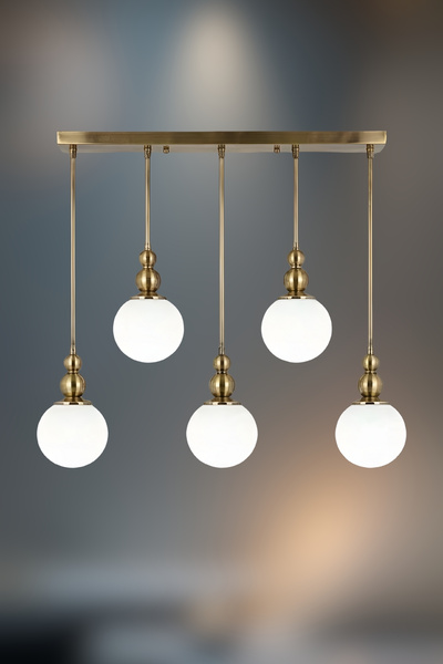 RONİSU AYDINLATMA Lunaro 5'lü Camlı Avize – Oturma Odası, Yemek Masası Üstü, ...