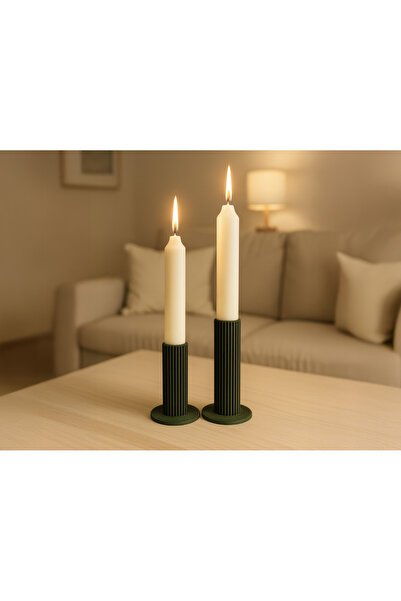 vetria Minimalist Tasarım Sütun Mumluk - Ev Hediyesi Dekoratif Şamdan Seti