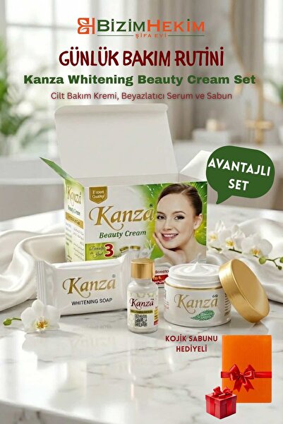 BİZİMHEKİM ŞİFA EVİ Kanza Beyazlatma güzellik kremi ile SERUM ve sabun 3 LÜ SET
