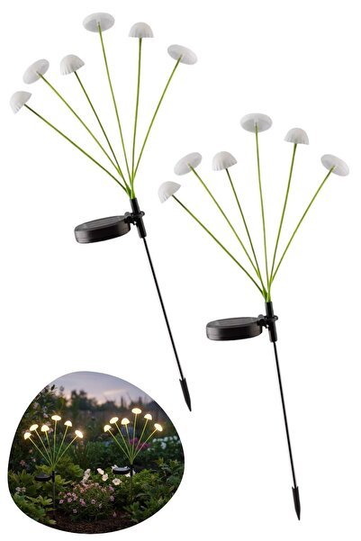 Buffer ® 2 Adet Plastik Mantar Solar Bahçe Lambası – Güneş Enerjili LED Dış M...