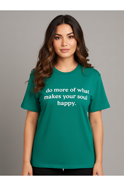 PAUSE By Styli Women Green Slogan Print T-Shirt