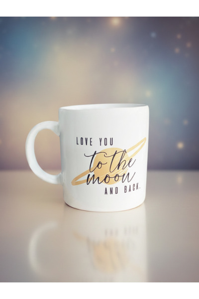 Dörtel Tedarik Love You to the Moon and Back Themed Ceramic Mug