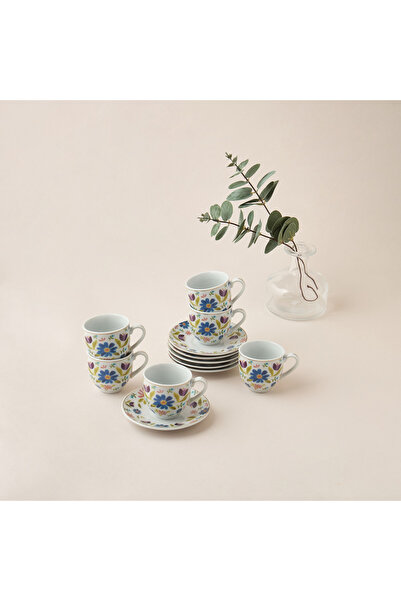 Lifestyle Sylvara 12-Piece Porcelain Cup and Saucer Set - 90 ml