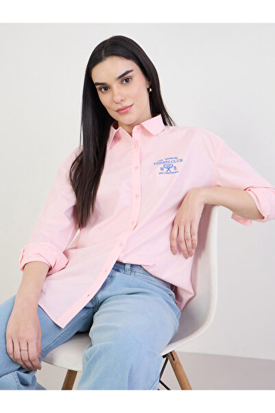 Styli Pink Tennis Club Long Sleeve Oversized Shirt