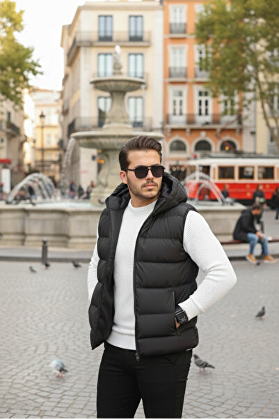 Last fashion New Season Waterproof Hooded Inflatable Vest Black