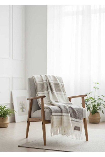 Dinarsu Cozy Life Pamuklu Püsküllü Skoç Tv Battaniyesi İnka Pembe 130 x 170