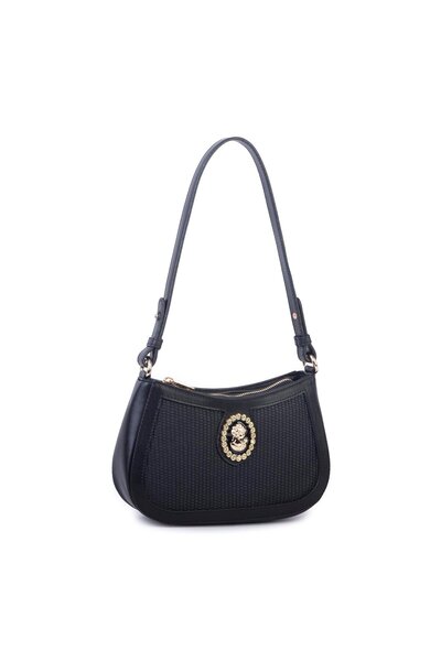 Nas Bag Women's Straw Detailed Stone Buckle Stylish Shoulder and Crossbody Ba...