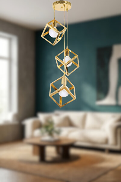 RONİSU AYDINLATMA Lumino 3'lü Sarkıt Avize – 4 Farklı Renk Seçenekli Modern T...