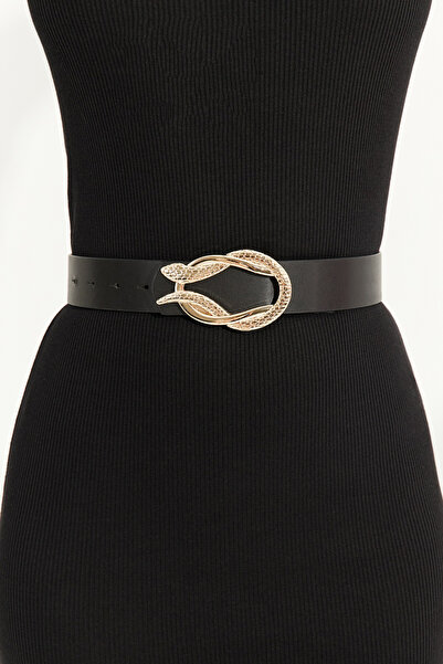 NEW JOURNAL curea de damă cu cataramă neagră cu sarpe BE691