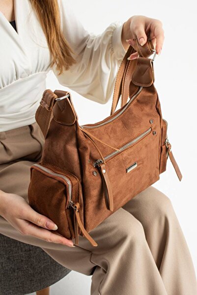 wikidayss Women's Aa Quality Suede 8 Compartment Shoulder Bag