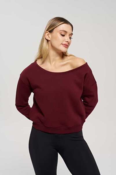 VeniLife Üç İplik Şardonlu Uzun Kollu Kayık Yaka Sweatshirt