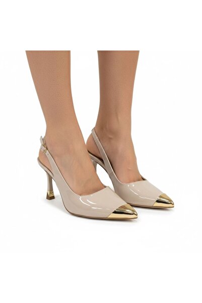 Ceylans Дамски обувки на висок ток с метален връх и отворена пета, заострени ...