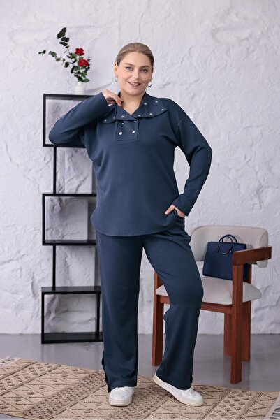 Siyezen Büyük Beden Çıtçıt Detaylı Modal Takım