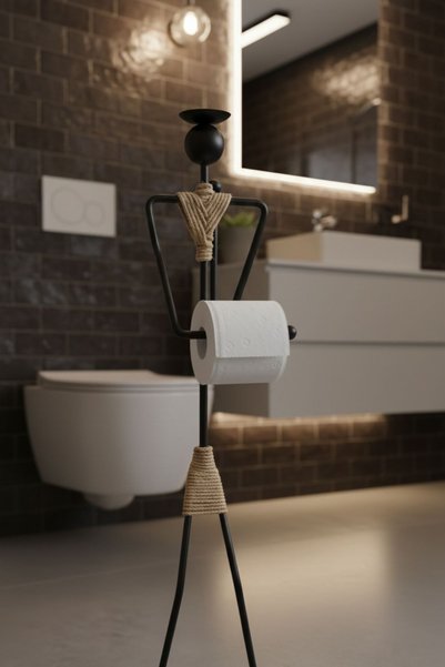 Grandmix Decorative Toilet Paper Hanger Minimalist Toilet Roll Holder with Human Figure Bathroom Organizer with Refill
