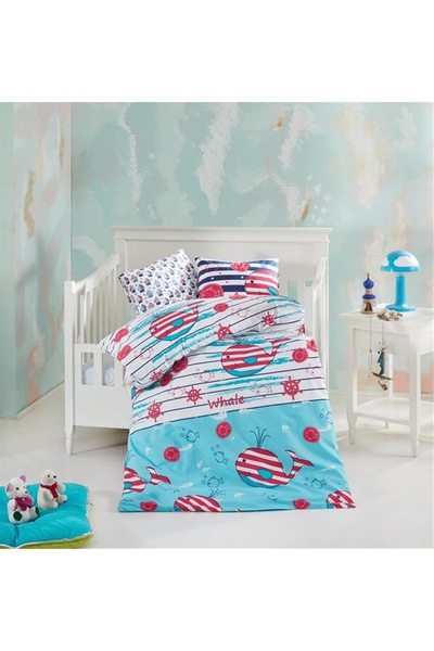 NazeninHome Fishy 100% Cotton Ranforce Baby Duvet Cover Set