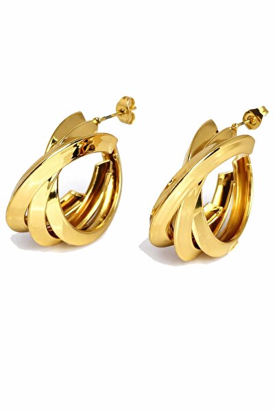 New Obsessions Gold Color Steel Hoop Earrings