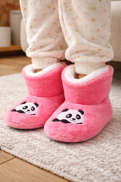 Vivolas Boys & Girls Plush Home Boots Slippers Winter Non-Slip Sole – Panda /...