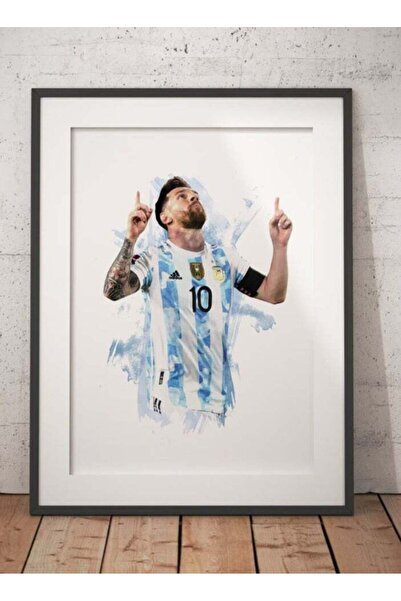 urbantrands Lionel Messi Argentina Shirt Poster With Frame Blue/White/Black