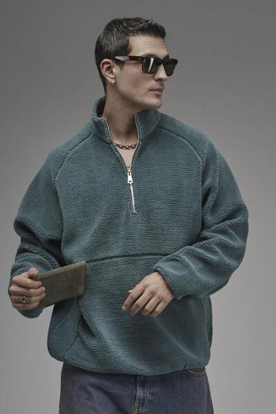 king brich ياقة مرتفعة متوسطة الطول جيوب بسحاب وأكمام راجلان قصة فضفاضة قطع م...