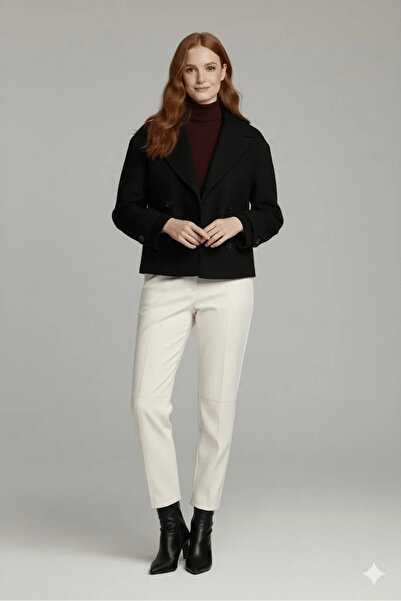 YAZGI MODA Kadın Premium Kaşe Crop Ceket