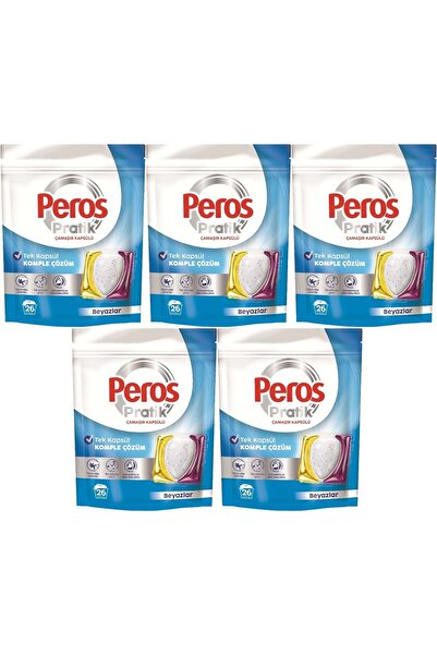 Peros Pratik Matik Çamaşır Deterjanı Kapsülü - Tableti 130 Adet Beyazlar (5PK...