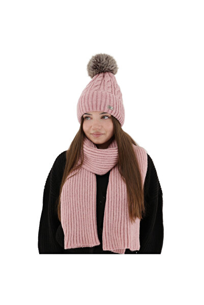 OEM Winter set for women: Lanette hat and scarf, pink color, Universal size 5...