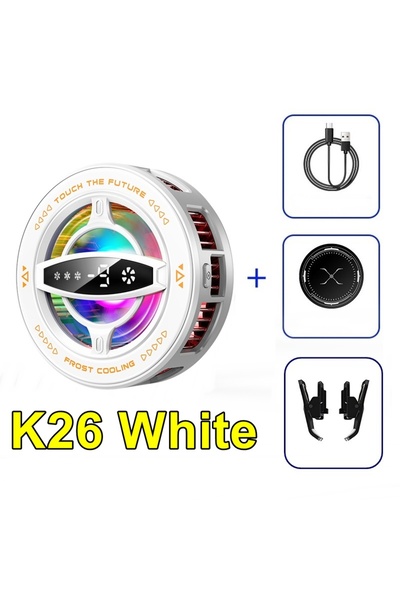 Choice مبرد هاتف مغناطيسي محمول عالمي K26 أبيض K20 مزود بشاشة رقمية وإضاءة RGB
