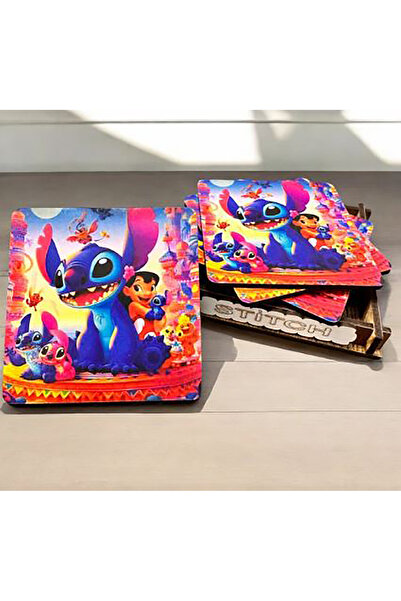 Buki'nin Atölyesi Coaster 4-Piece Boxed Wooden Stitch