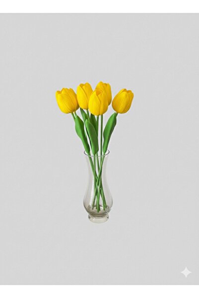 YASİMA 8-Piece Yellow Artificial Wet Tulip Home Decoration and Special Day