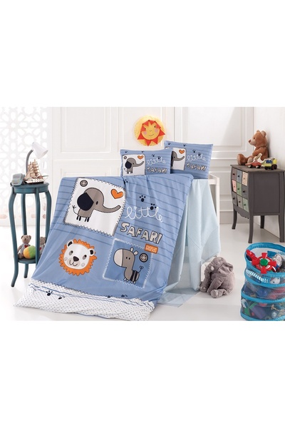 NazeninHome Safari 100% Cotton Ranforce Baby Duvet Cover Set