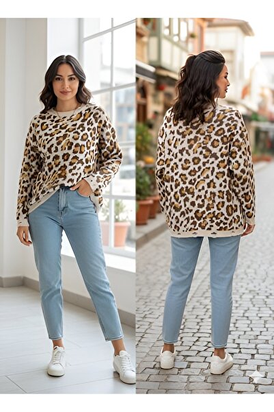 AGORATEKSTİL Women's Patterned Long Sleeve Knit Sweater